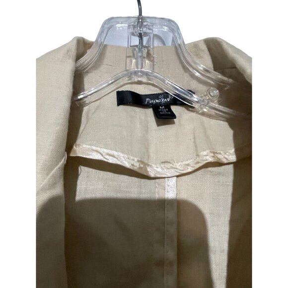 Papaya Ya Ramie Women's Rolled Up Sleeves Single Button Linen Blazer Y2K Size M - Picture 5 of 6